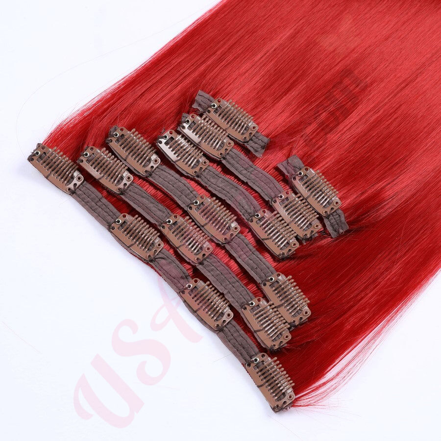 Red Clip in Hair Extensions Synthetic Hair Red Clip ins